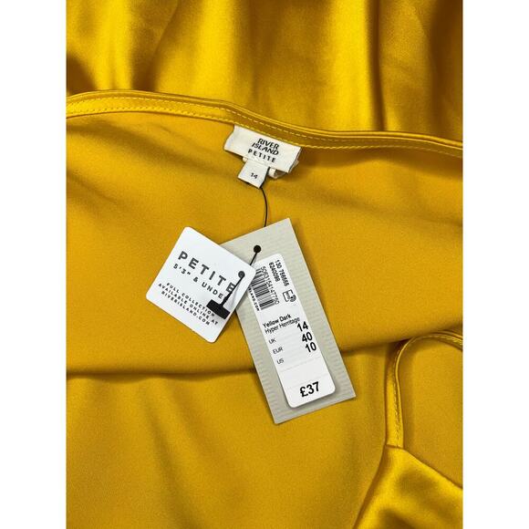 River Island Petite Lace Cowl Neck Butter Yellow Slip Dress Midi Feminine - Picture 9 of 11